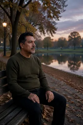 Man Sitting Alone on Park Bench