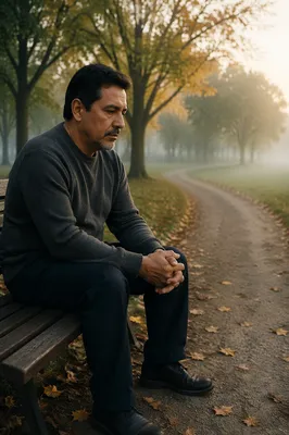 Solitary Man on Park Bench