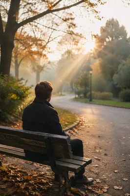 Solitary Morning Reflection on Park Bench