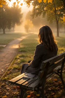 Solitary Park Bench Morning Reflection