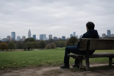 Solitary Reflection on a Park Bench