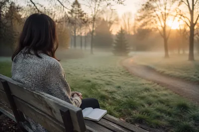 Quiet Park Bench Morning Contemplation