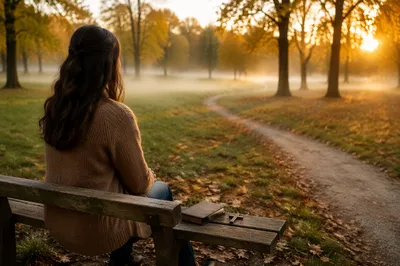 Solitary Prayer on Autumn Park Bench