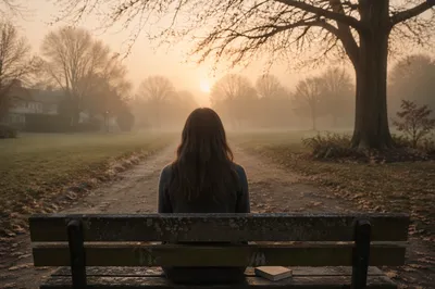 Solitary Dawn Prayer on Park Bench