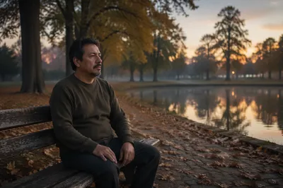 Man Sitting Alone on Park Bench