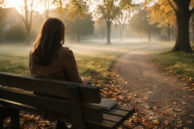Contemplative Morning on a Quiet Park Bench