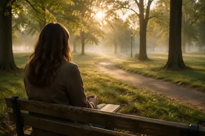 Quiet Morning Contemplation on Park Bench