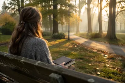 Solitary Park Bench Morning Contemplation