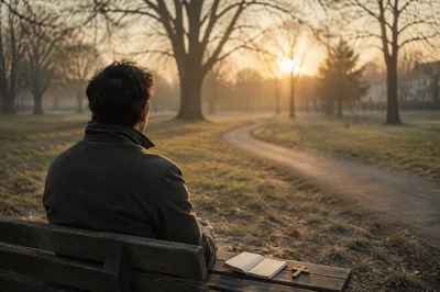 Solitary Dawn Prayer on Park Bench