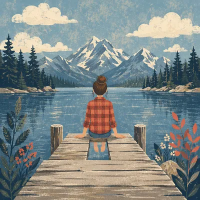 Quiet Reflection on Alpine Lake Dock
