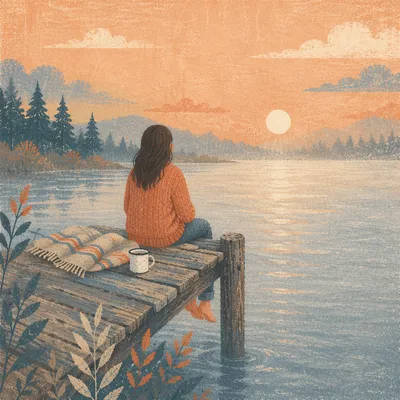 Quiet Morning Reflection on Lakeside Dock