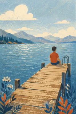 Quiet Reflection on Lakeside Wooden Dock