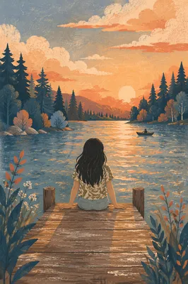 Peaceful Lakeside Dock at Golden Hour