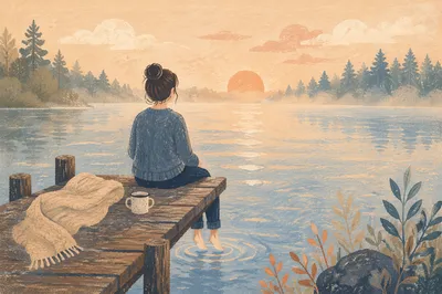 Quiet Morning Reflection on Lakeside Dock