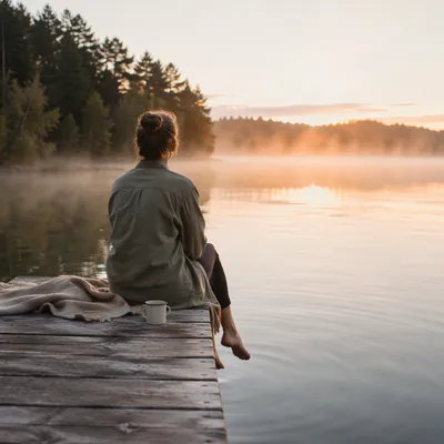 Quiet Morning Reflection on a Lakeside Dock