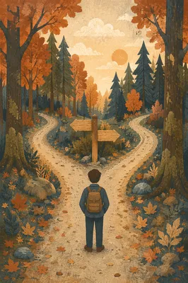 Autumn Crossroads Path of Life Choice