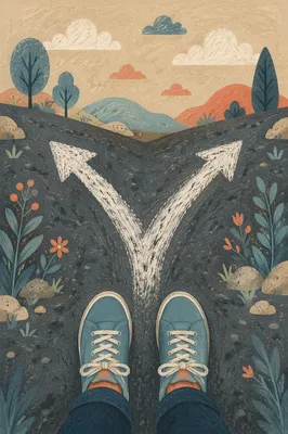 Crossroads Decision with Teal Sneakers