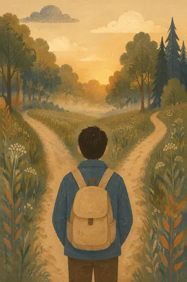 Contemplative Person at a Forked Path