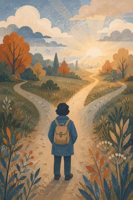 Prayerful Traveler at Countryside Crossroads