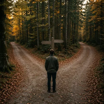 Autumn Crossroads Path of Life Choice