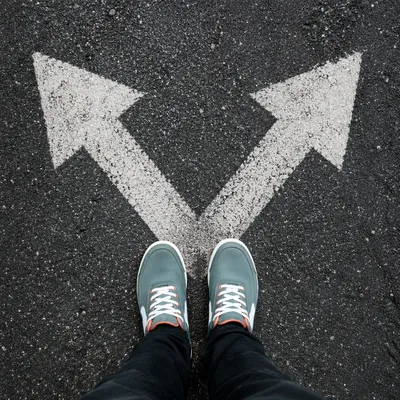 Person Facing Crossroads Path Choice