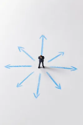 Business Figure at Blue Chalk Crossroads