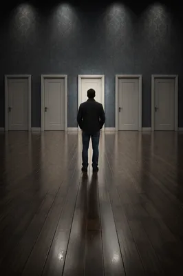 Person Facing Doors of Life Choices
