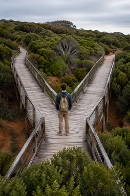 Contemplative Person Facing a Crossroads