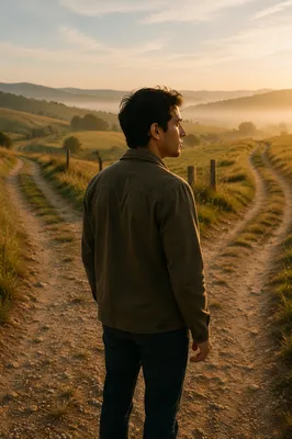 Young Man at Forked Meadow Path