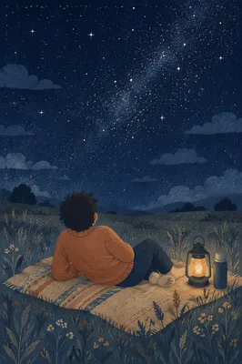Peaceful Stargazing on Meadow Blanket