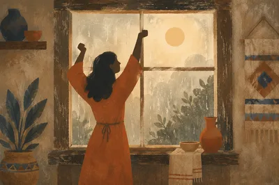 Morning Stretch Silhouette by Rustic Window
