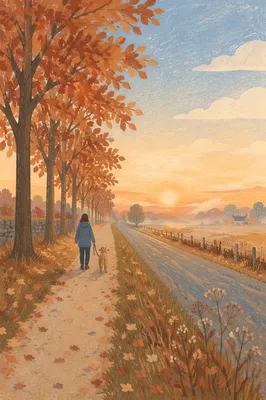 Autumn Dog Walk on Country Path