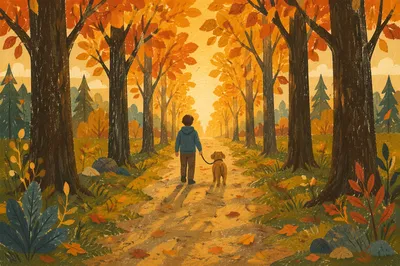 Autumn Woodland Walk With Dog