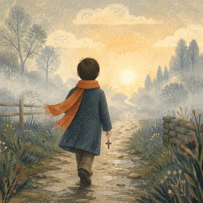 Walking Through Fog Toward Morning Light