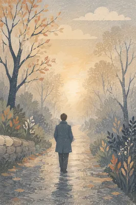 Person Walking Through Fog Toward Light