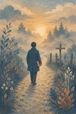 Walking Through Fog Toward Morning Light