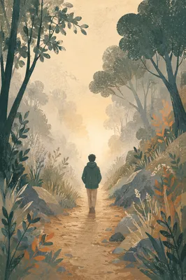 Person Walking Through Fog Toward Light