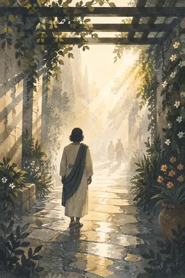 Lone Walker Toward Morning Light