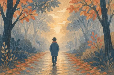 Person Walking Through Fog Toward Light