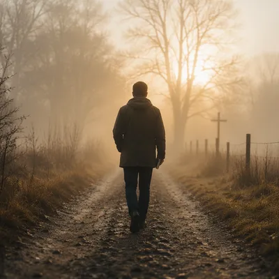Silhouetted Walk Toward Morning Light