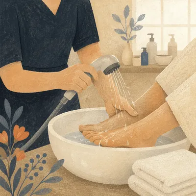 Gentle Foot Washing Service in Spa Room