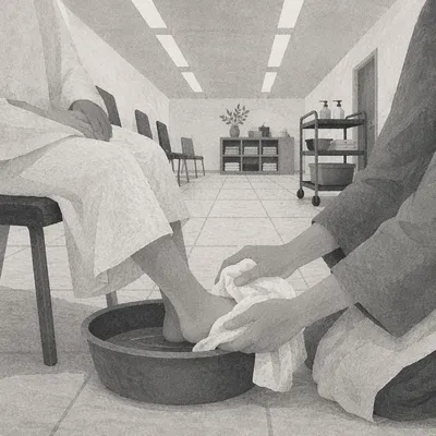 Humble Foot Washing Service in Community Room