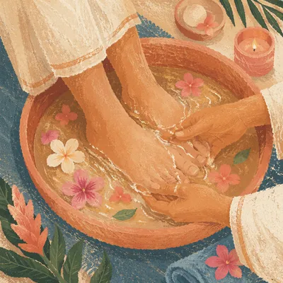 Gentle Foot Washing Service with Flowers