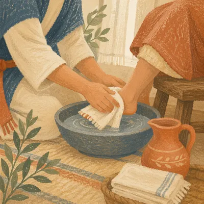 Humble Foot Washing Service Scene