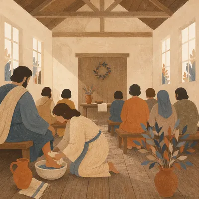 Humble Foot Washing Service in Fellowship Hall