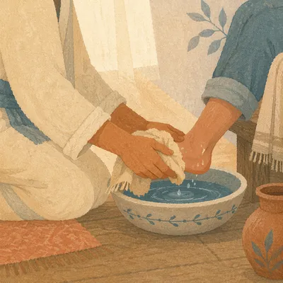 Humble Foot Washing Service in Morning Light