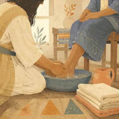 Humble Foot Washing Service in Warm Light