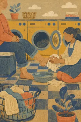 Caring Foot Washing Service in Laundromat