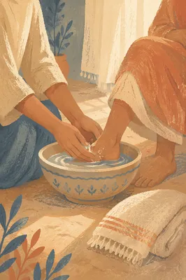 Gentle Foot Washing Service in Morning Light