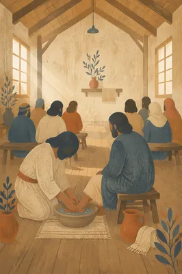 Humble Foot Washing Service in Fellowship Hall